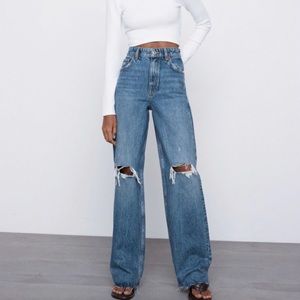 NWT Zara Wide Leg Full Length Jeans